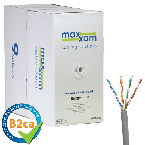 Cat6 Grey U/UTP LSOH 24AWG Solid CPR B2ca Cable 305m Reel in Box – Cablenet