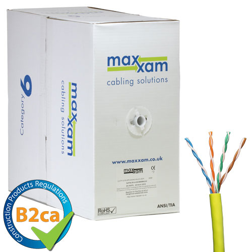 Cat6 Yellow U/UTP LSOH 24AWG Solid CPR B2ca Cable 305m Reel in Box – Cablenet