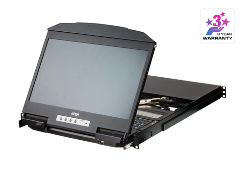 18.5 Short Depth USB HDMI DVI VGA Dual Rail FHD LCD Console, 1920 x 1080, 4K out KVMP – ATEN