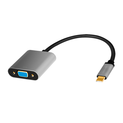 USB 3.2 Gen1 Type-C adapter, C/M to VGA,1080p,alu,black/grey, 0.15 m – LogiLink