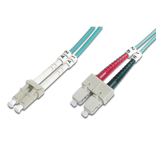 10 Mtr OM3 50/125 LC-SC DLX 2.8mm FIBRE OPTIC CABLE - AQUA – Fairline
