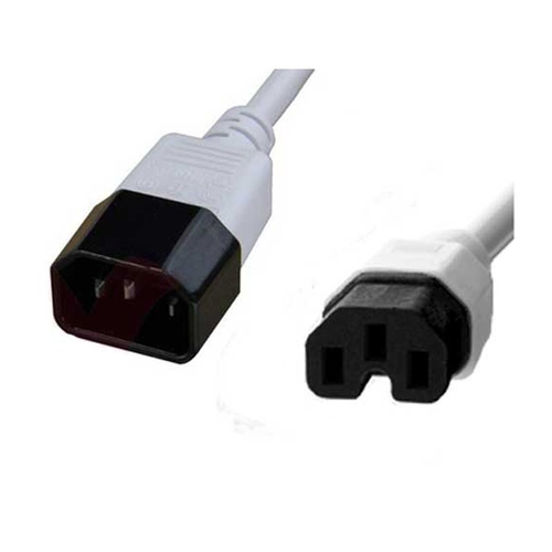 2M IEC MAINS EXTENSION CABLE - C14 TO C15 (HOT) - WHITE – Fairline