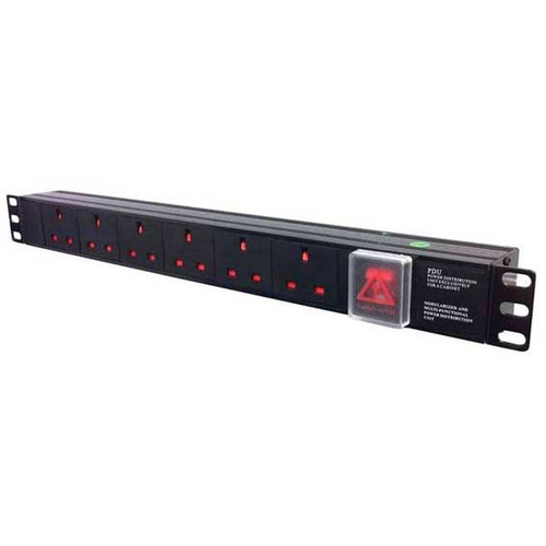 1U 6 WAY 19 PDU 13A SOCKETS TO 13A PLUG + SURGE PROTECTOR – Fairline