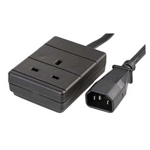 IEC PLUG (C14) TO SINGLE 13A TRAILING SOCKET - 0.5M BLACK – Fairline