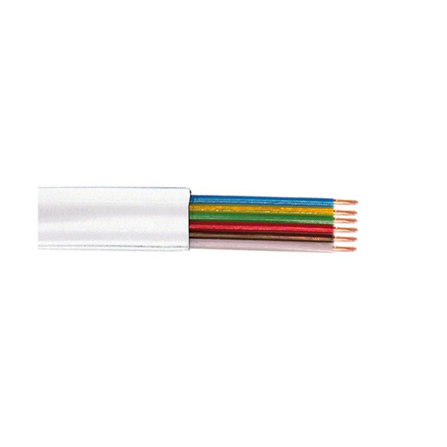 6 CORE FLAT MODULAR TELEPHONE CABLE - 100M / WHITE – Fairline