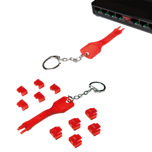 RJ45 PORT BLOCKERS WITH KEY - RED (10 PACK) – Fairline