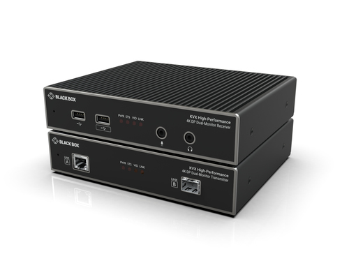 KVM EXTENDER OVER CATX/FIBER - DUAL-MONITOR, 4K DISPLAYPORT, USB 2.0 HUB, SERIAL – Black Box