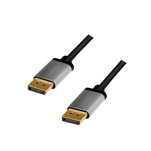 DisplayPort cable, DP/M to DP/M, 4K/60 Hz, alu, black/grey, 2 m – LogiLink