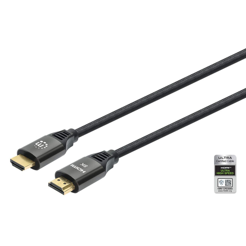 HDMI CABLE ETHERNET 3M 8K/60HZ -MALE/MALE BRAIDED BLACK POLYBAG – INTELLINET