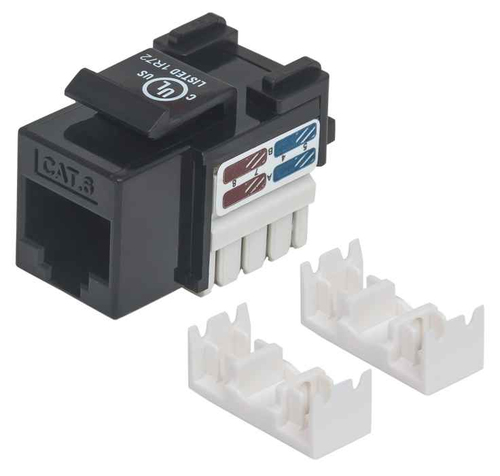 CAT6 KEYSTONE JACK UTP BLACK -PUNCH-DOWN – INTELLINET