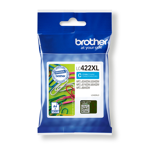 Cyan Ink Cartridge . Single Blister Pack. Prints about 1500 pages. – Brother