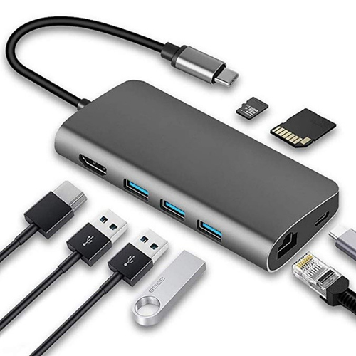 JLC Graphite Type C 8 Port Adapter - Grey – JLC