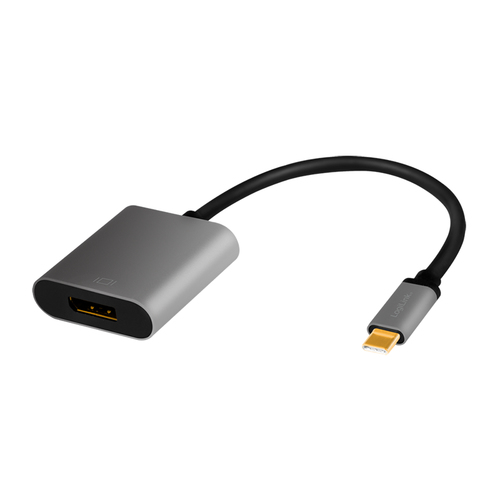 USB 3.2 Gen1 Type-C adapter, C/M to DP/F, 4K, alu,black/grey, 0.15 m – LogiLink