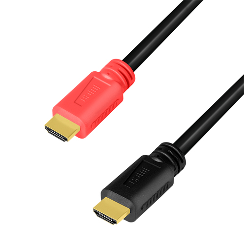 HDMI cable, A/M to A/M, 4K/60 Hz, amplifier, black/red, 10 m – LogiLink