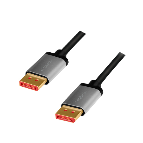 DisplayPort cable, DP/M to DP/M, 8K/60 Hz, alu, black/grey, 2 m – LogiLink