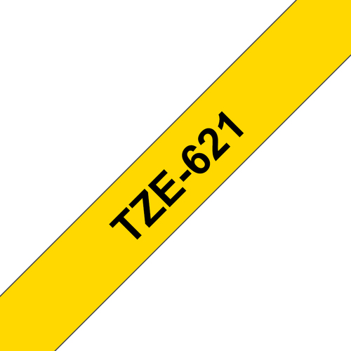 TZe621 - Gel. tape - zwart op geel - Rol (0.9 cm x 8 m) 1 rol(len) - voor P-Touch OA. GL-H100. H105. PT-3600. D400. D450. D600. E300. E500. E550. H101. H500 – Brother
