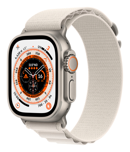 Apple Watch Ultra GPS + Cellular, 49mm Titanium Case with Starlight Alpine Loop - Large – Apple