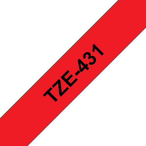 TZE-431 LAMINATED TAPE 12MM 8M BLACK ON RED – Brother