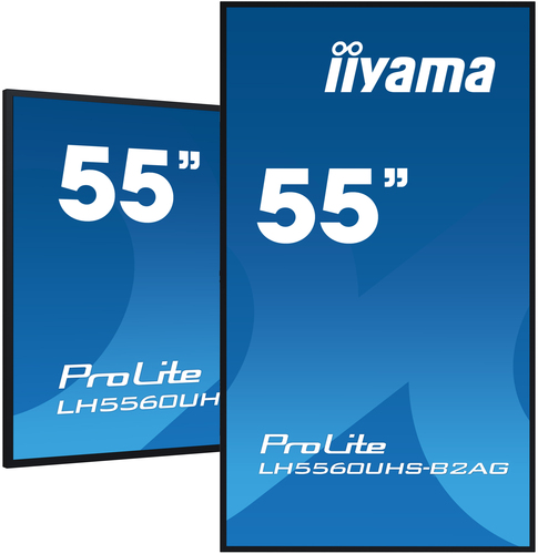 55iWIDE LCD 3840 x 2160 4K UHD VA panelELED Bl. Metal front bezel Fan-less Speakers HDMI(3x) USB 2x v2.0 500 cd/m 4000:1 Static Contrast 6 5 ms Landscape or Po – Iiyama