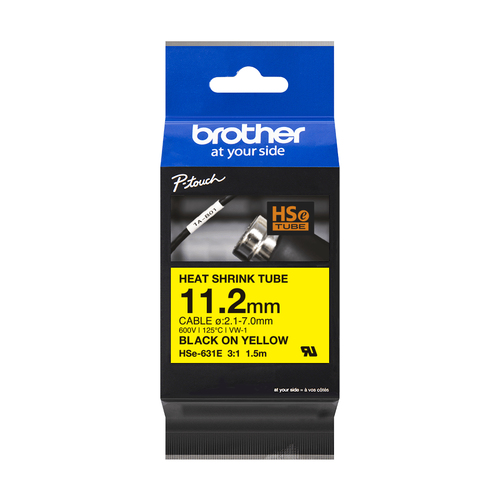 11.2MM BLACK ON YELLOW HEAT SHRINK TAPE – Brother