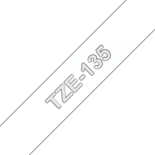 TZE-135 LAMINATED TAPE 12MM 8M WHITE ON CLEAR – Brother