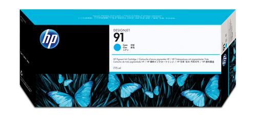 HP 91 - C9467A - 1 x Cyan - Ink cartridge - For DesignJet Z6100, Z6100ps – HP Inc