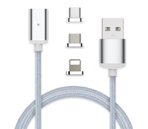 JLC Magnetic 3 in 1 Charging Cable Lightning, Micro USB and Type C 1 Metre - Silver – JLC