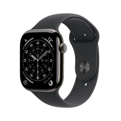 Apple Watch Series 11?GPS + Cellular 42mm?Slate Titanium Case with Black Sport Band - M/L – Apple
