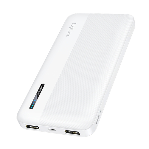 Mobile Power Bank, LiPo, 10.000mAh, USB-C in/out, white – LogiLink