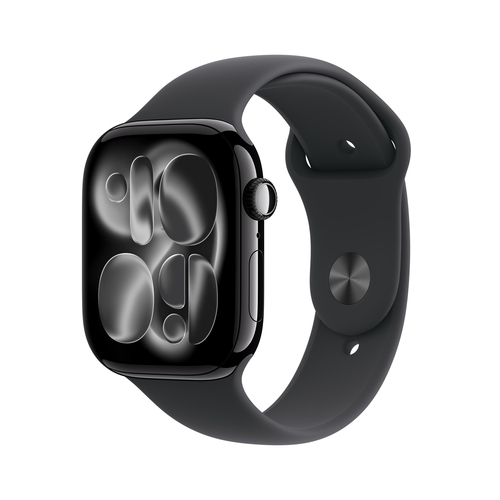 Apple Watch Series 11?GPS + Cellular 46mm?Jet Black Aluminium Case with Black Sport Band - S/M – Apple