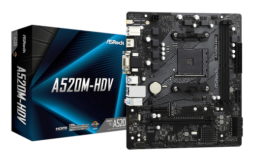 Asrock A520M-HDV AMD A520 AM4 Micro ATX 2 DDR4 VGA DVI HDMI M.2 – Asrock
