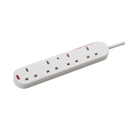 2M 4 WAY SURGE PROTECTED PWR EXT 4 SOCKETS WHITE – Group Gear