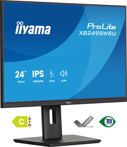 24iWIDE LCD 1920 x 1200 WUXGA 100 Hz IPS panel LED Bl. Pivot HeightAdjust. USB-Hub(3xOut v3.2 + 1xUSB-C(15 Watt)) 350 cd/m 1500:1 StaticContrast 80.000.000:1 AC – Iiyama