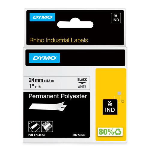 RHINO BAND IND POLYESTER 24MMX5.5M BLACK ON WHITE – NEWELL RUBBERMAID