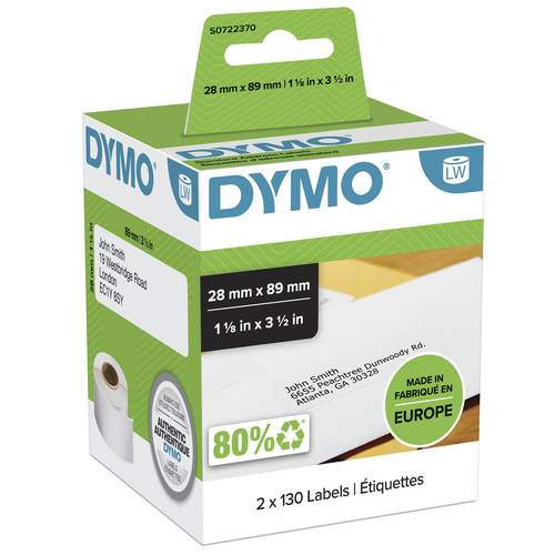 STANDARD WHITE ADRESS LABELS 89X28MM 2 ROLLS (130X2) – NEWELL RUBBERMAID