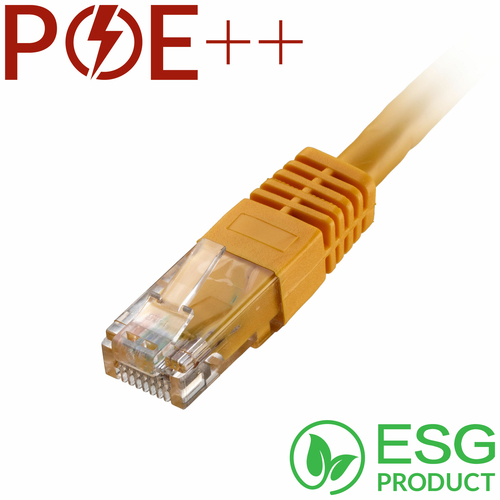 2m Cat6 RJ45 Yellow U/UTP PVC 24AWG Flush Moulded Booted Patch Lead (PK 100) – Cablenet