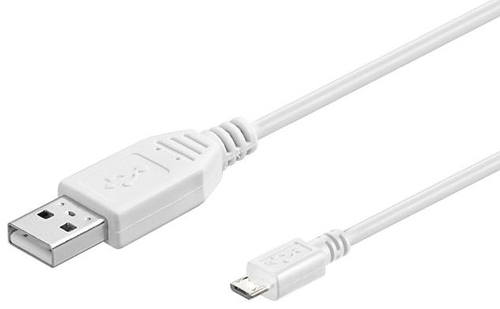 Micro USB Cable, White, 0.3m – MicroConnect