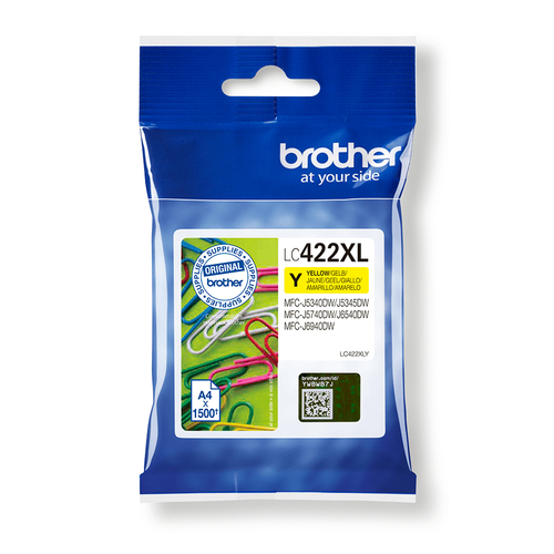 Yellow Ink Cartridge . Single Blister Pack. Prints about 1500 pages. – Brother