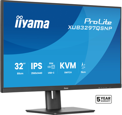 32iWIDE LCD 2560 x 1440 QHD IPS panel LED Bl. USB-Hub (2xOut v3.2 + 2xUSB-C(7 5Watt) Height Adjust.(15cm) Adaptic Sync350cd/m 1000:1 Static Contrast 80.000.00 – Iiyama
