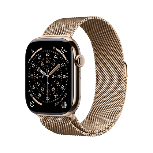 Apple Watch Series 11?GPS + Cellular 46mm?Gold Titanium Case with Gold Milanese Loop - S/M – Apple