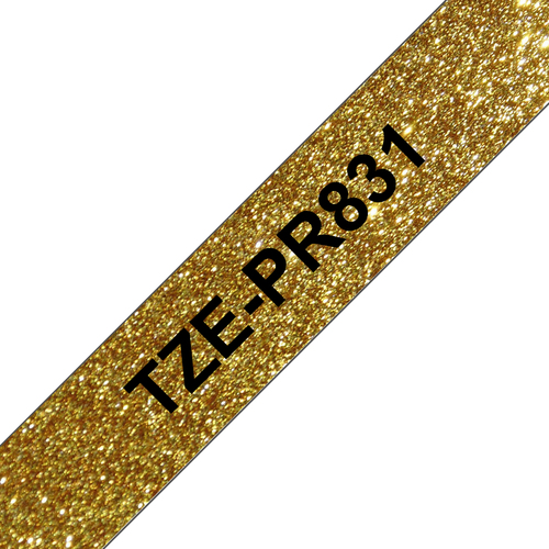 TZE-PR831 LAMINATED TAPE 12MM BLACK ON PREMIUM GOLD – Brother