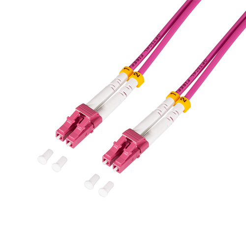 Steel armored fiber patch cord OM4, Duplex LC/UPC - LC/UPC, 2.0 m – LogiLink