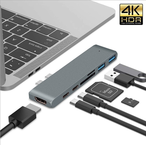 JLC R21 Thunderbolt Dual Type C 7 Port Adapter - Silver – JLC
