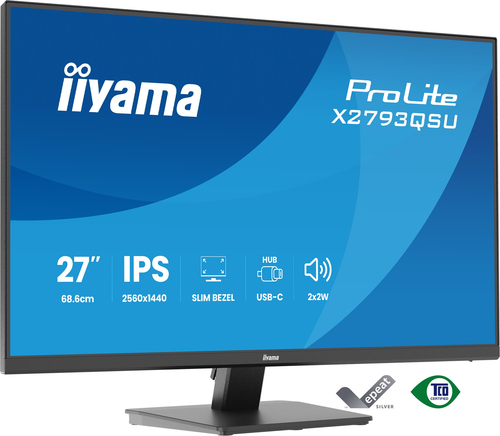27iWIDE LCD 2560 x 1440 QHD IPS panel LED Bl. Adaptive Sync USB-Hub(2xOut v2.0) 350 cd/m 1000:1 Static Contrast 80.000.000:1 ACR SpeakersDisplayPort HDMI 1ms(MP – Iiyama