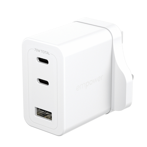 TURBO 70W MULTIPLE CHARGER INCL USB-C + USB-A UK PLUG SILVER WHI – PanzerGlass