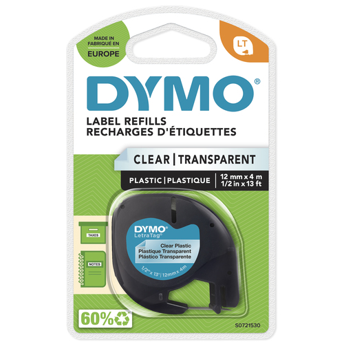 PLASTIC TAPE 12MMX4M BLACK/TRANSPARANT – NEWELL RUBBERMAID