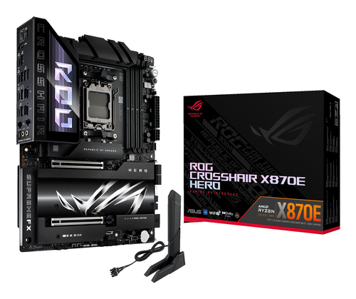 Asus ROG CROSSHAIR X870E HERO, AMD X870E, AM5, ATX, 4 DDR5, HDMI, 2 USB4, Wi-Fi 7, 5G & 2.5G LAN, PD 60W, RGB, 5x M.2 – ASUSTeK COMPUTER