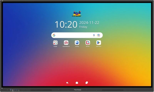 IFP, 65(3840*2160), 40 multi-point touch, 9H, 350nits, 8G RAM/128GB Storage, OPS*1, Wi-Fi slot*1, HDMI-IN*3, HDMI-OUT*1, VGA*1, DP*1, SPDIF*1,USB-A*5,USB-B*2,USB-C*2, Earphone*1,PC audio in *1, RJ45*2,RS232, Black – ViewSonic