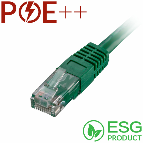 2m Cat6 RJ45 Green U/UTP PVC 24AWG Flush Moulded Booted Patch Lead (PK 100) – Cablenet