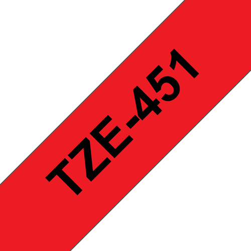 TZe451 - Gel. tape - zwart op rood - Rol (2.4 cm x 8 m) 1 rol(len) - voor P-Touch OA. PT-2430. 2700. 2710. 3600. 7500. 7600. 9700. 9800. D600. E500. H500. P700 – Brother